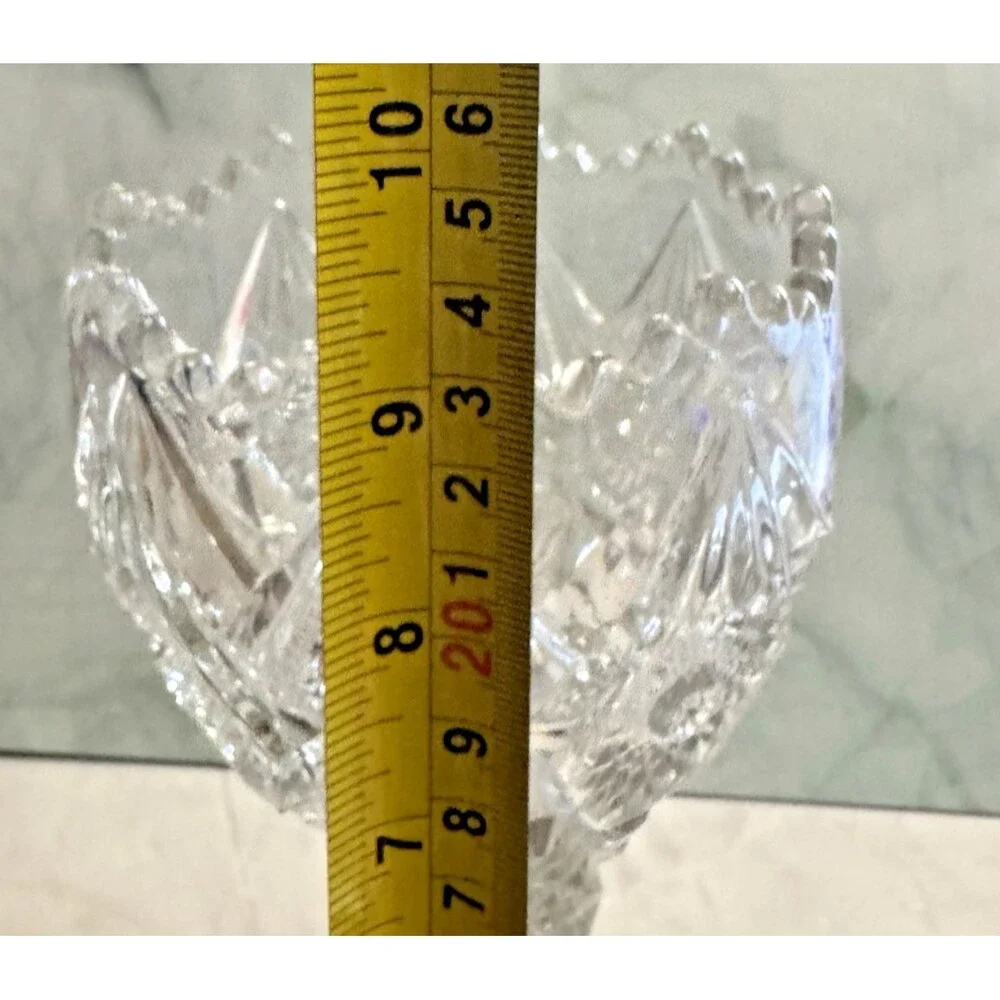 Vintage Cut Crystal Pedestal Vase 9